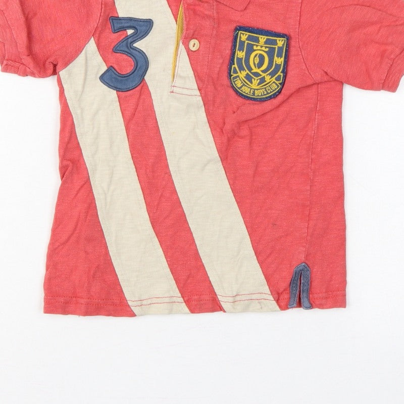 Additional view of Tom Joule boys’ red 4 years striped logo crest short sleeve polo shirt
