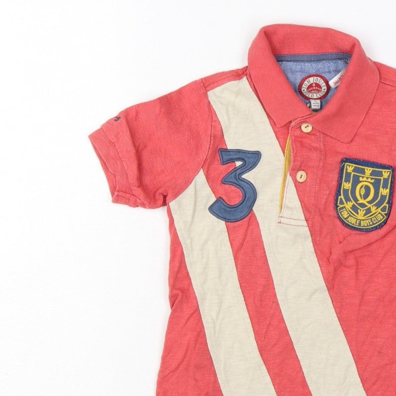 Additional view of Tom Joule boys’ red 4 years striped logo crest short sleeve polo shirt
