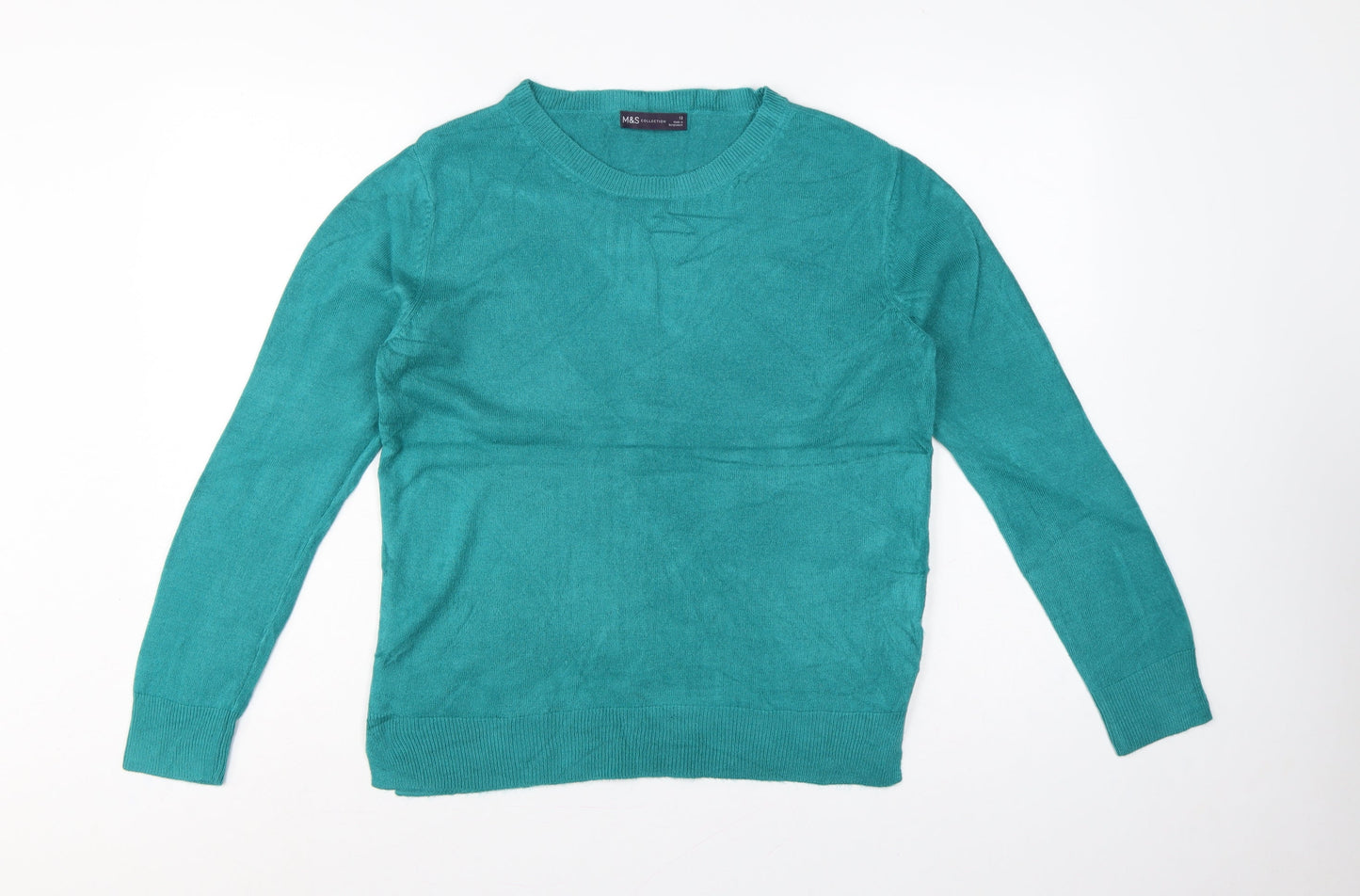 Marks & Spencer Women Green Size 12 Crew Neck Knit Pullover Jumper