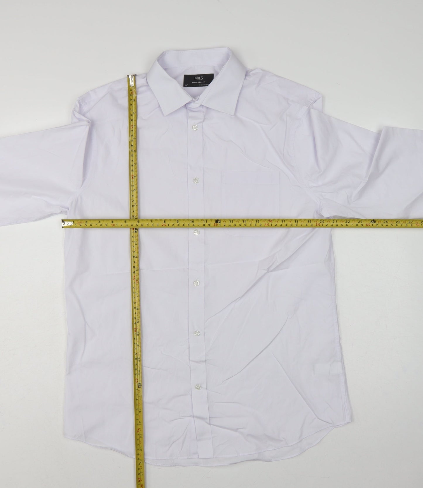 Marks & Spencer Men's White 16 Regular Long Sleeve Dress Shirt