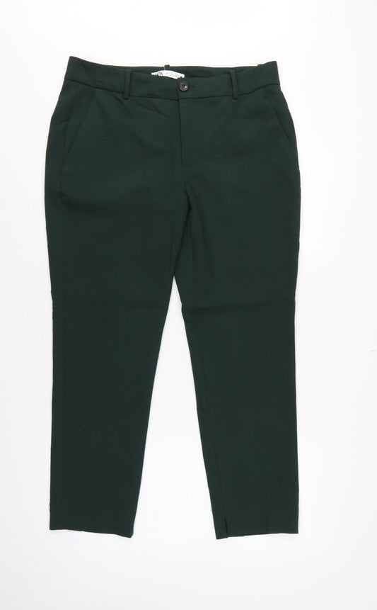 Zara Women’s Green L Slim Tapered Tailored Dress Trousers