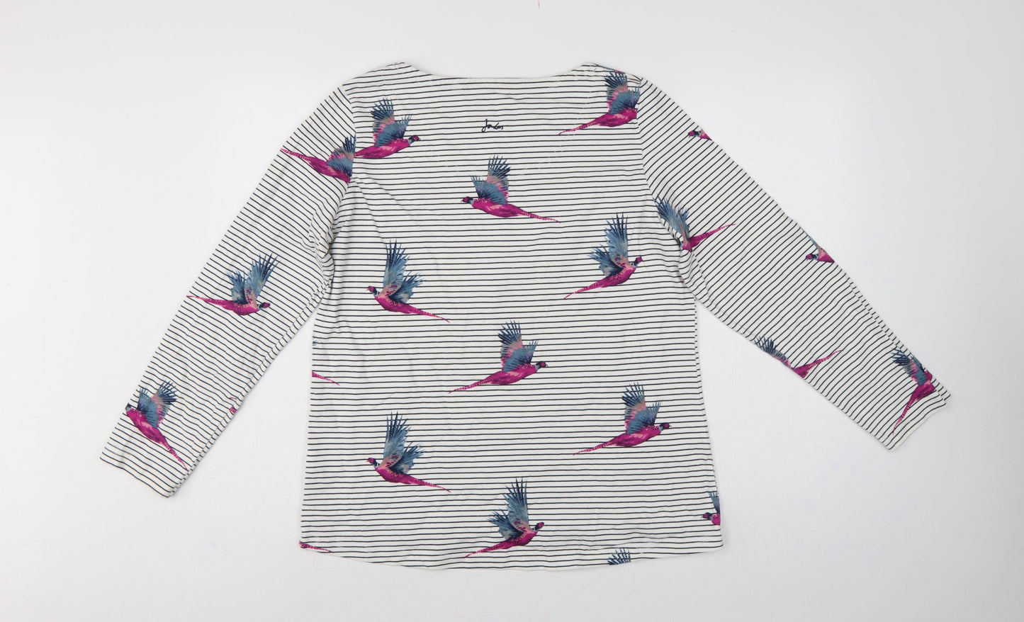 Joules Women’s White Stripe Pheasant Jersey Long Sleeve T-Shirt UK 16