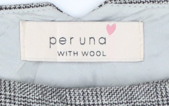 Per Una Women Grey Check Wool Blend Tailored Trousers UK 12