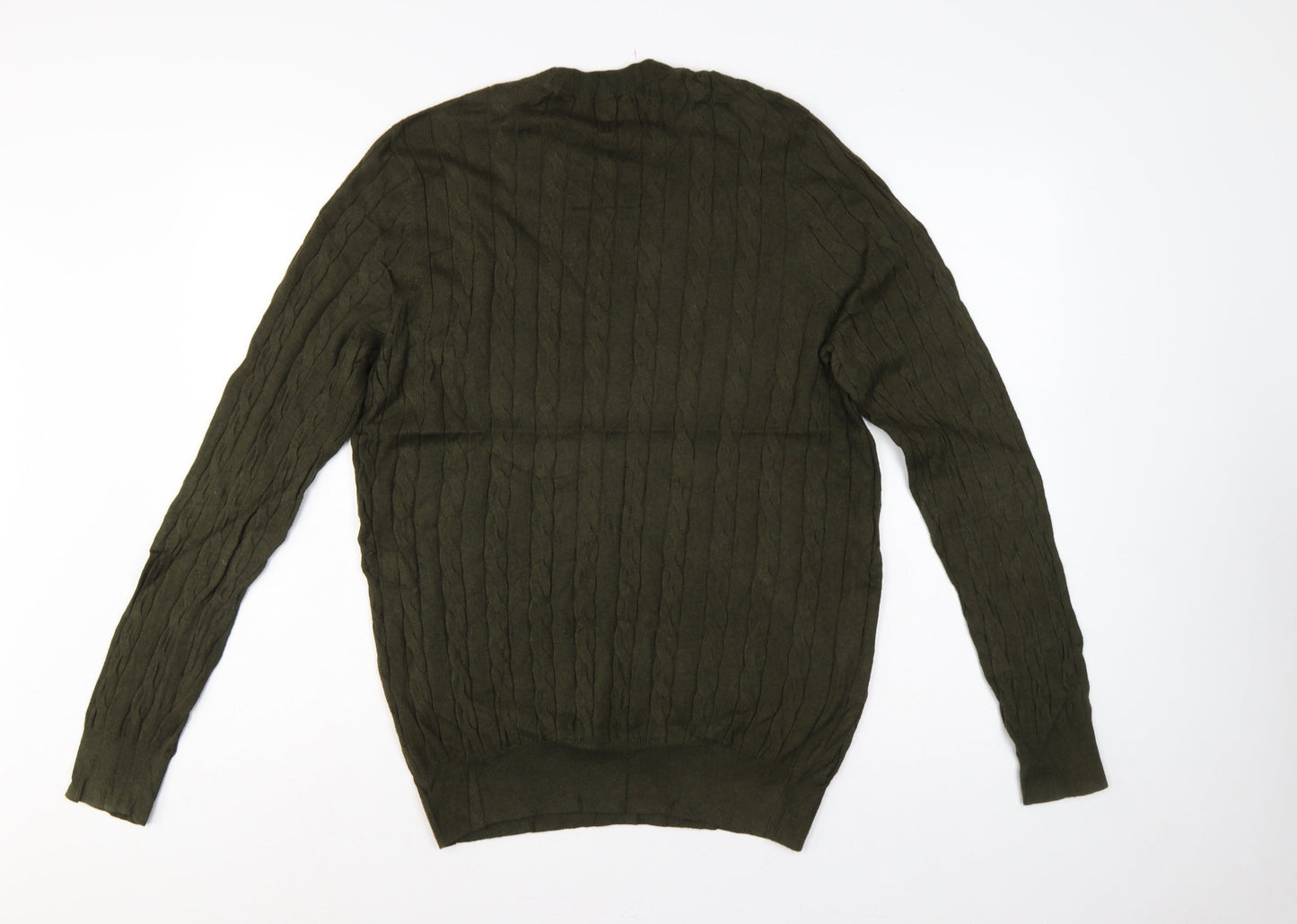 John Lewis Men’s Green M Cable Knit Cotton Cashmere Crew Neck Jumper