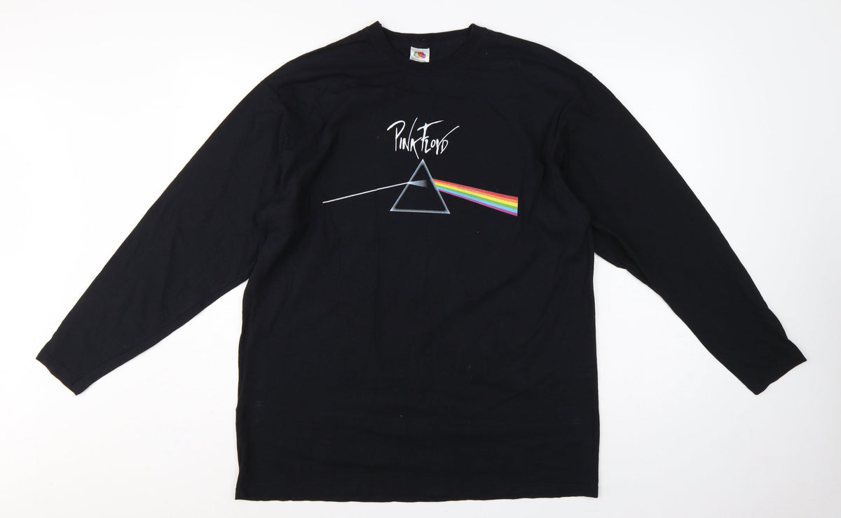 Fruit of Loom Men's Black XL Pink Floyd Prism Band Long Sleeve T-Shirt