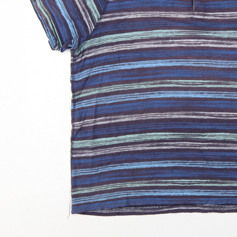 RJR John Rocha Men's Blue Striped Polo Shirt XL Button-Down Collar