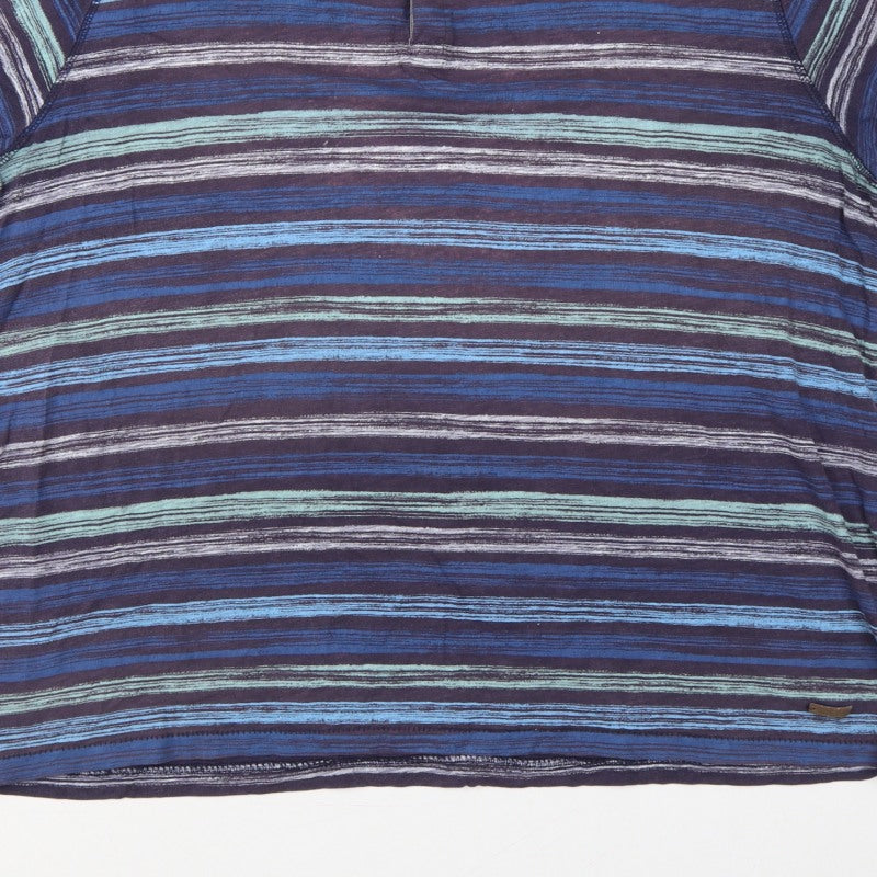 RJR John Rocha Men's Blue Striped Polo Shirt XL Button-Down Collar