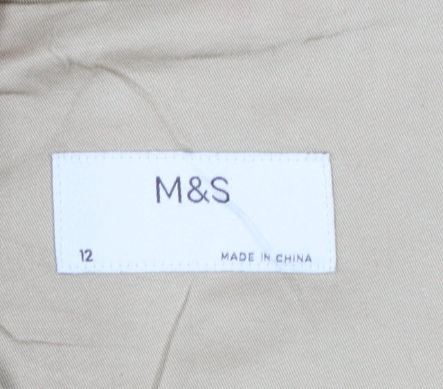 M&S Women’s Beige UK 12 Long Belted Classic Trench Coat Cotton Blend