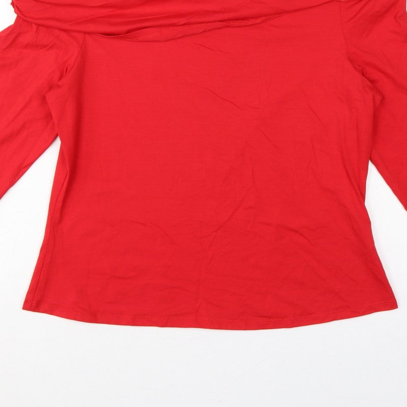 Apricot Women Red Off Shoulder Long Sleeve Jersey Top UK 16