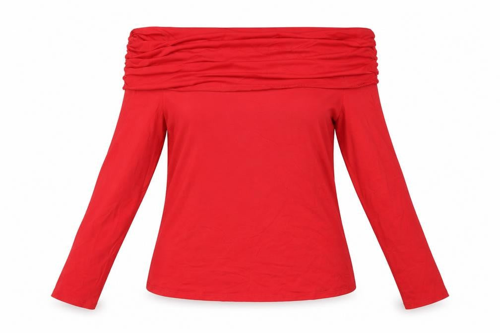 Apricot Women Red Off Shoulder Long Sleeve Jersey Top UK 16