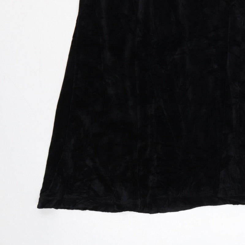 Damart Women’s Black Size 16 A-Line Long Velvet Skirt Elastic Waist