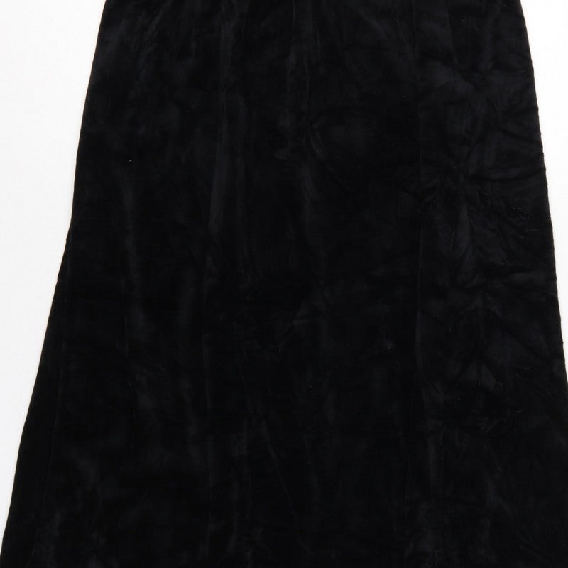 Damart Women’s Black Size 16 A-Line Long Velvet Skirt Elastic Waist