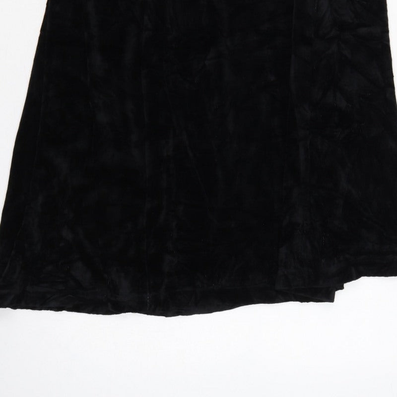Damart Women’s Black Size 16 A-Line Long Velvet Skirt Elastic Waist
