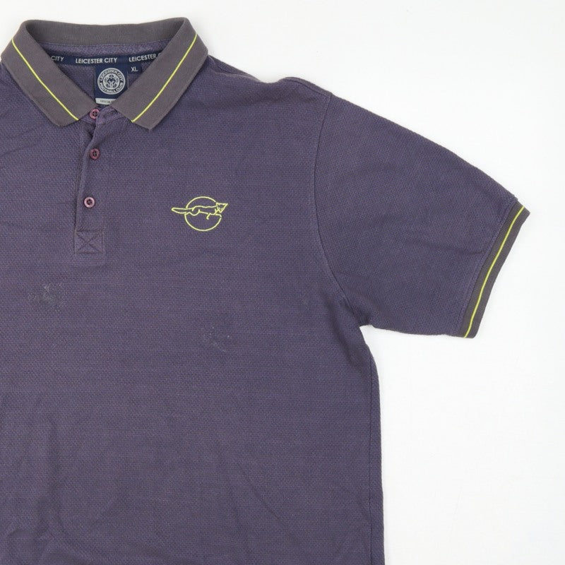 Additional view of Leicester City Men’s Grey XL Football Polo Shirt Embroidered Logo