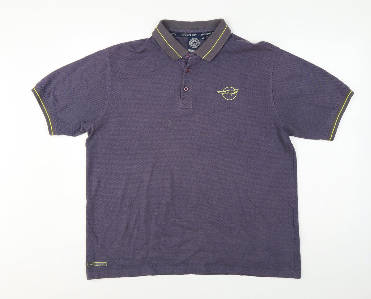 Back view of Leicester City Men’s Grey XL Football Polo Shirt Embroidered Logo
