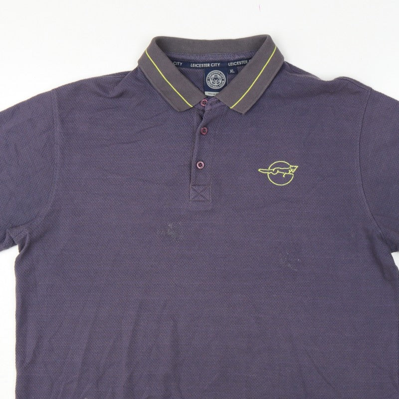 Additional view of Leicester City Men’s Grey XL Football Polo Shirt Embroidered Logo