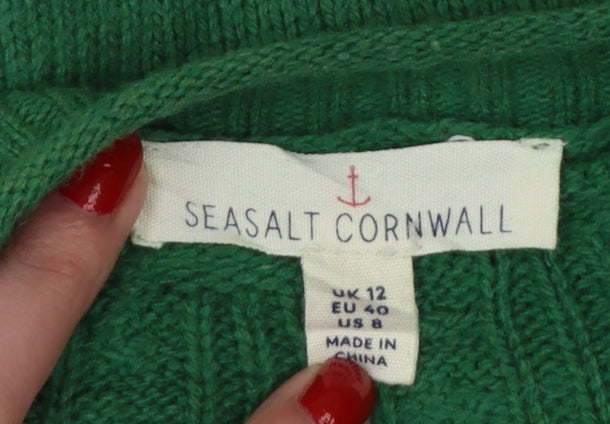 Seasalt Cornwall Women Green UK 12 Cable Knit Button Cardigan