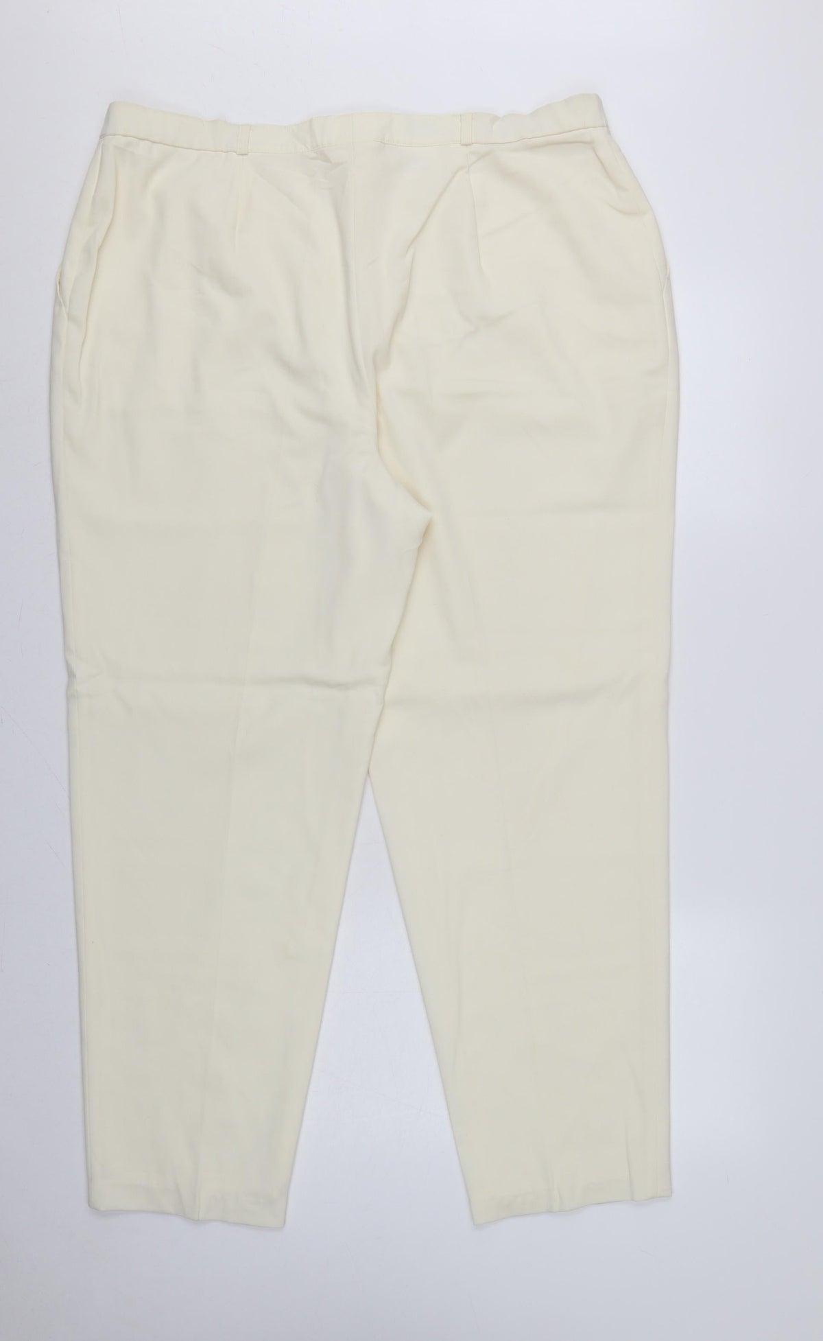 Basler Women Ivory UK 22 Tapered Dress Trousers Smart Workwear