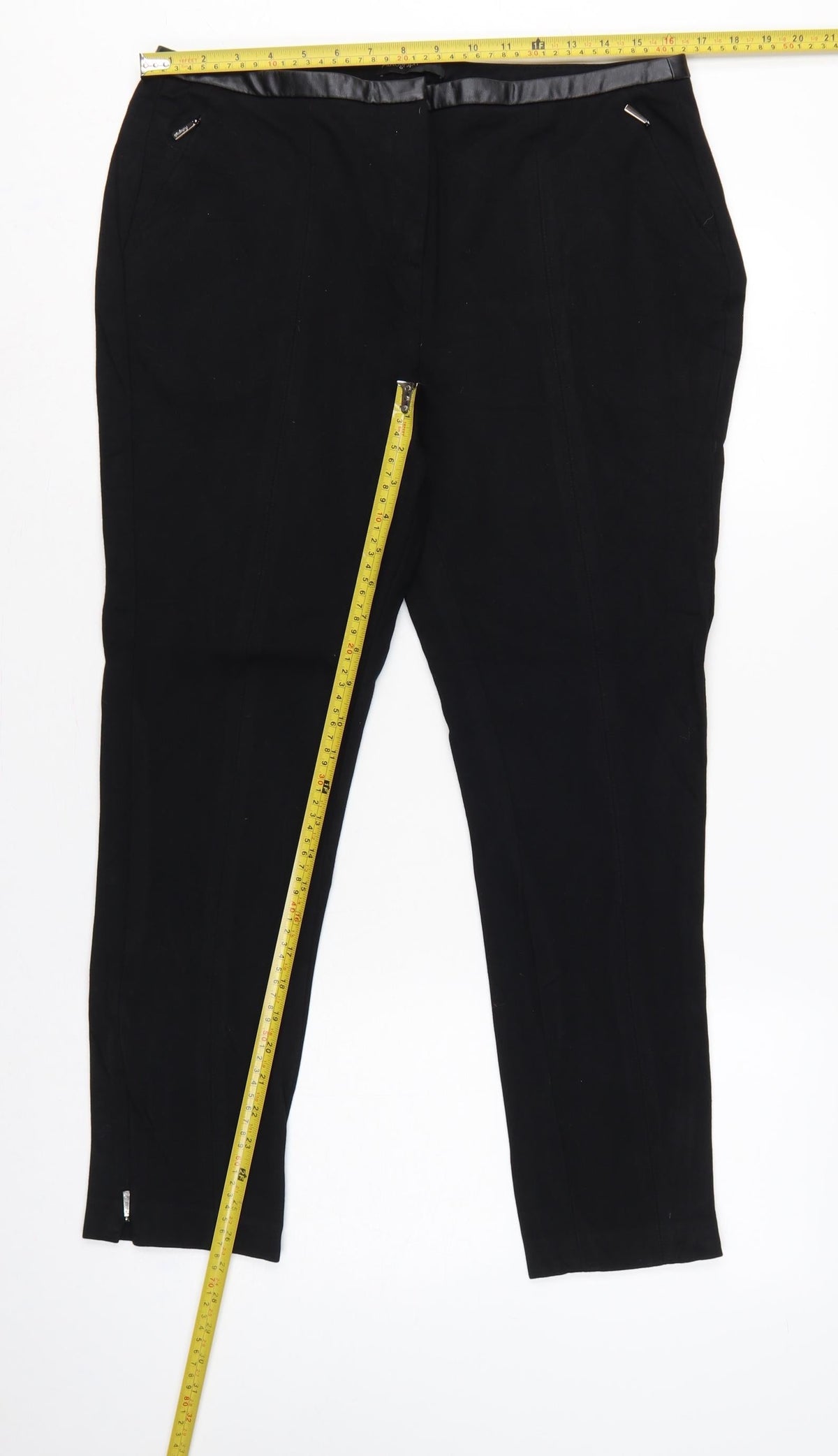 M&S Autograph Women Black UK 14 Slim Tapered Dress Trousers Zip