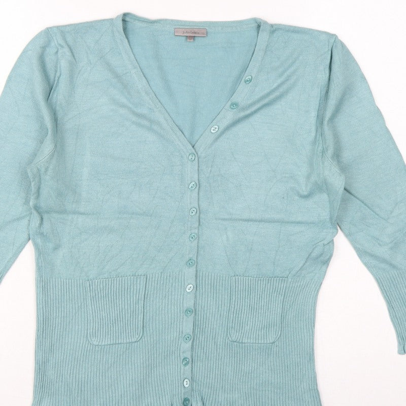 John Lewis Women’s Blue Size 12 V-Neck Button Pocket Cardigan