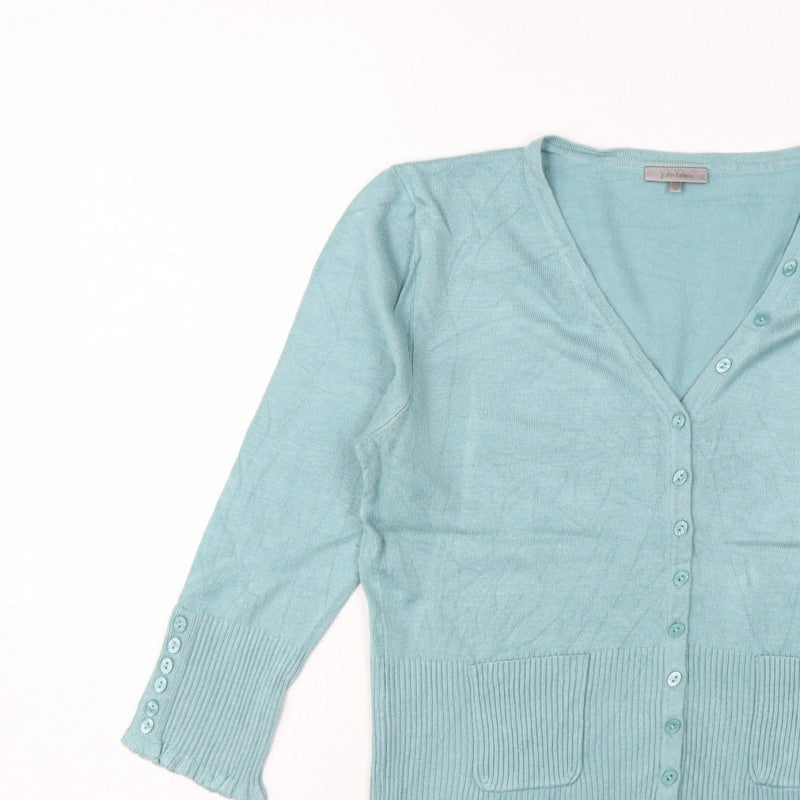 John Lewis Women’s Blue Size 12 V-Neck Button Pocket Cardigan