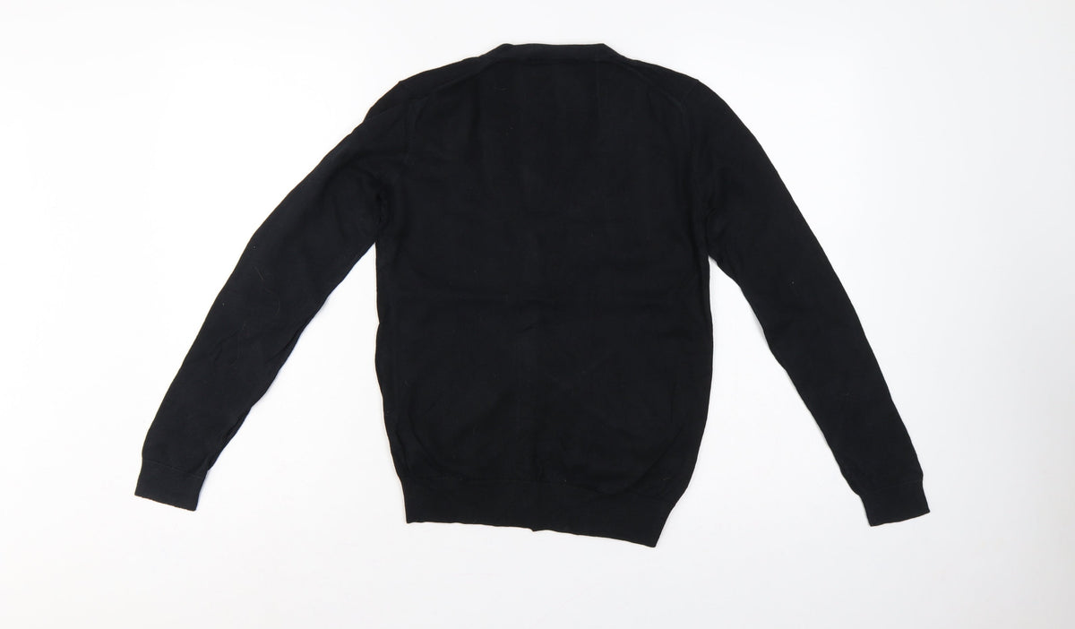 UNIQLO Women Black XS Cotton V-Neck Button Knit Cardigan