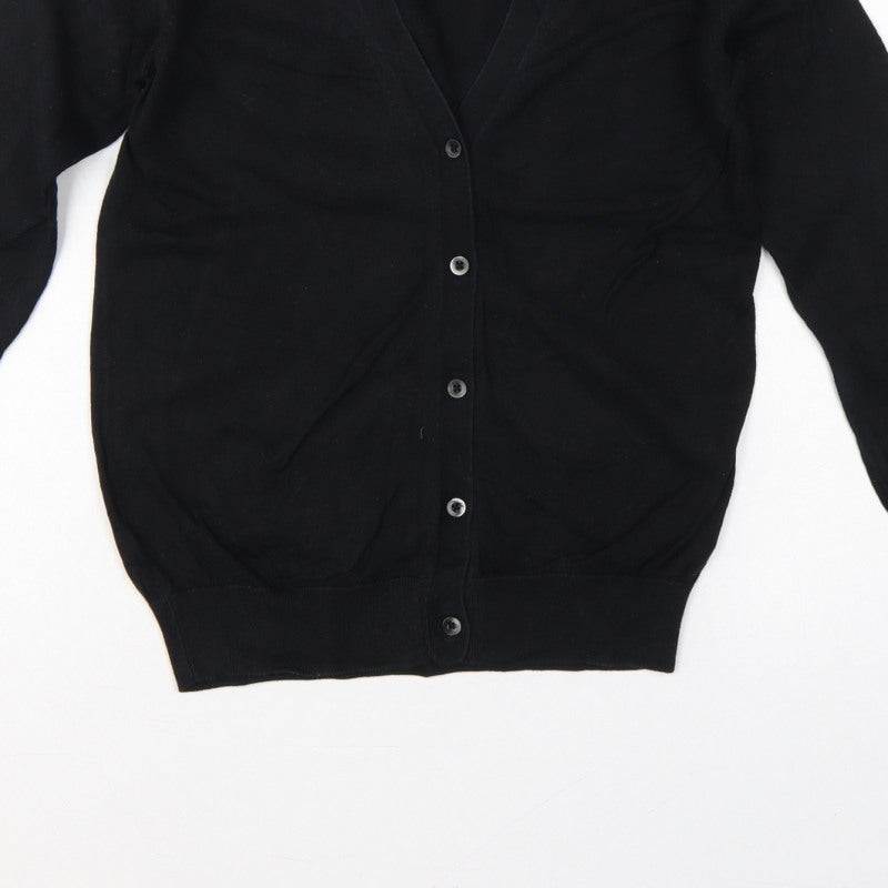 UNIQLO Women Black XS Cotton V-Neck Button Knit Cardigan