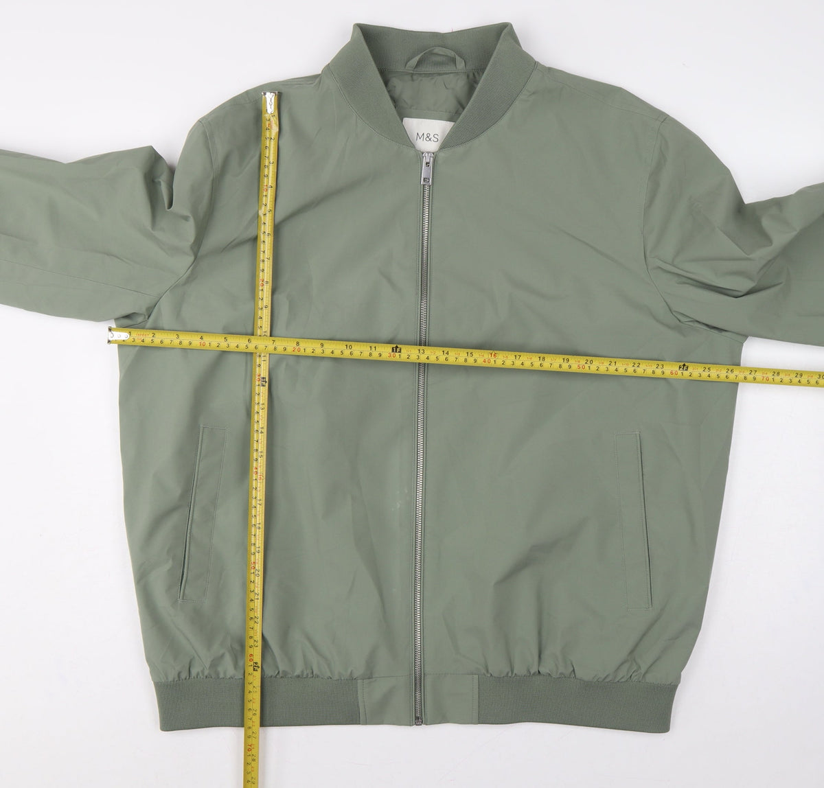 Marks and Spencer Men's Green XL Bomber Jacket Full Zip Lined