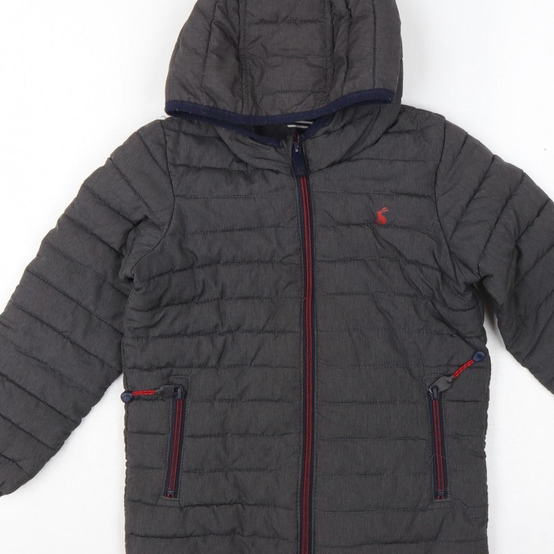Joules Boys Grey 6 Years Cairn Hooded Puffer Jacket Showerproof