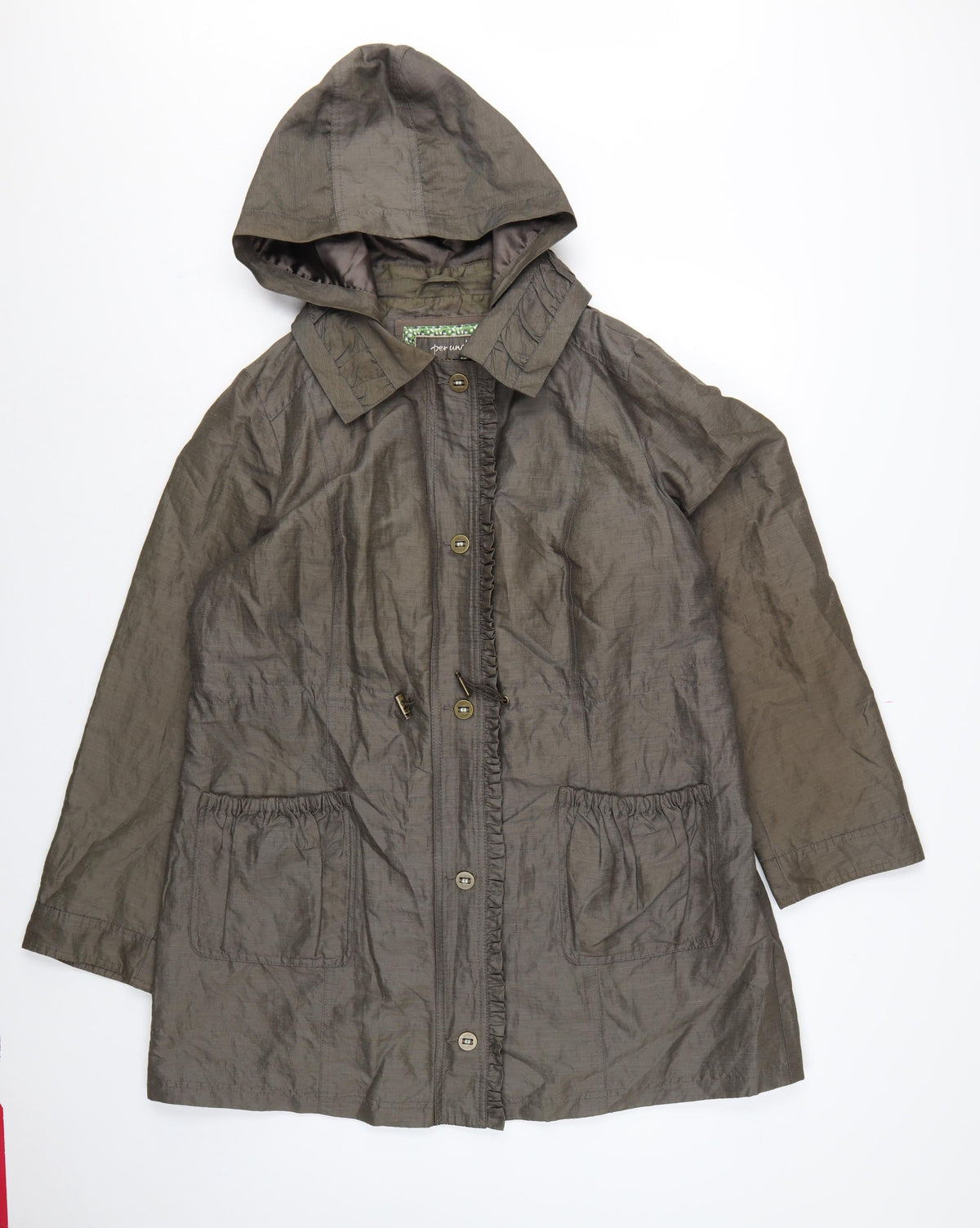 Per Una Women Brown UK 16 Hooded Shower Resistant Parka Coat