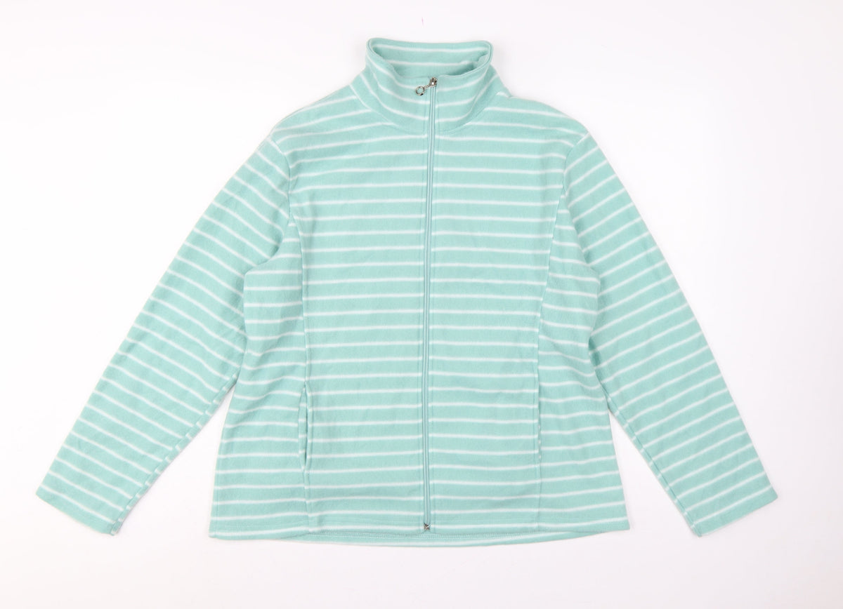 Anne de Lançay Women Green M Striped Fleece Full Zip Jacket