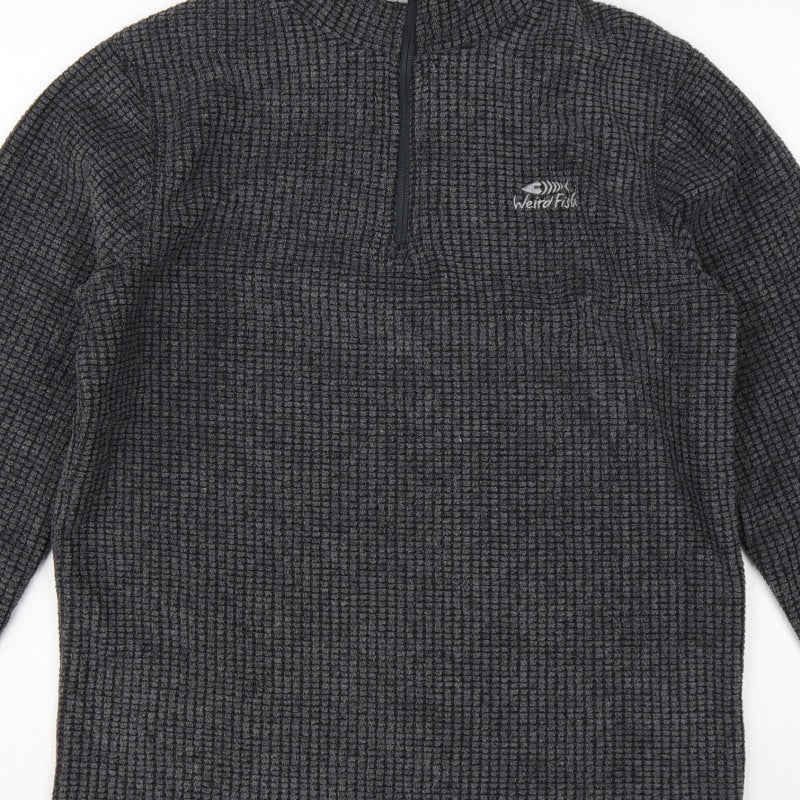 Weird Fish Men's Grey M 1/4 Zip High Neck Fleece Sweatshirt