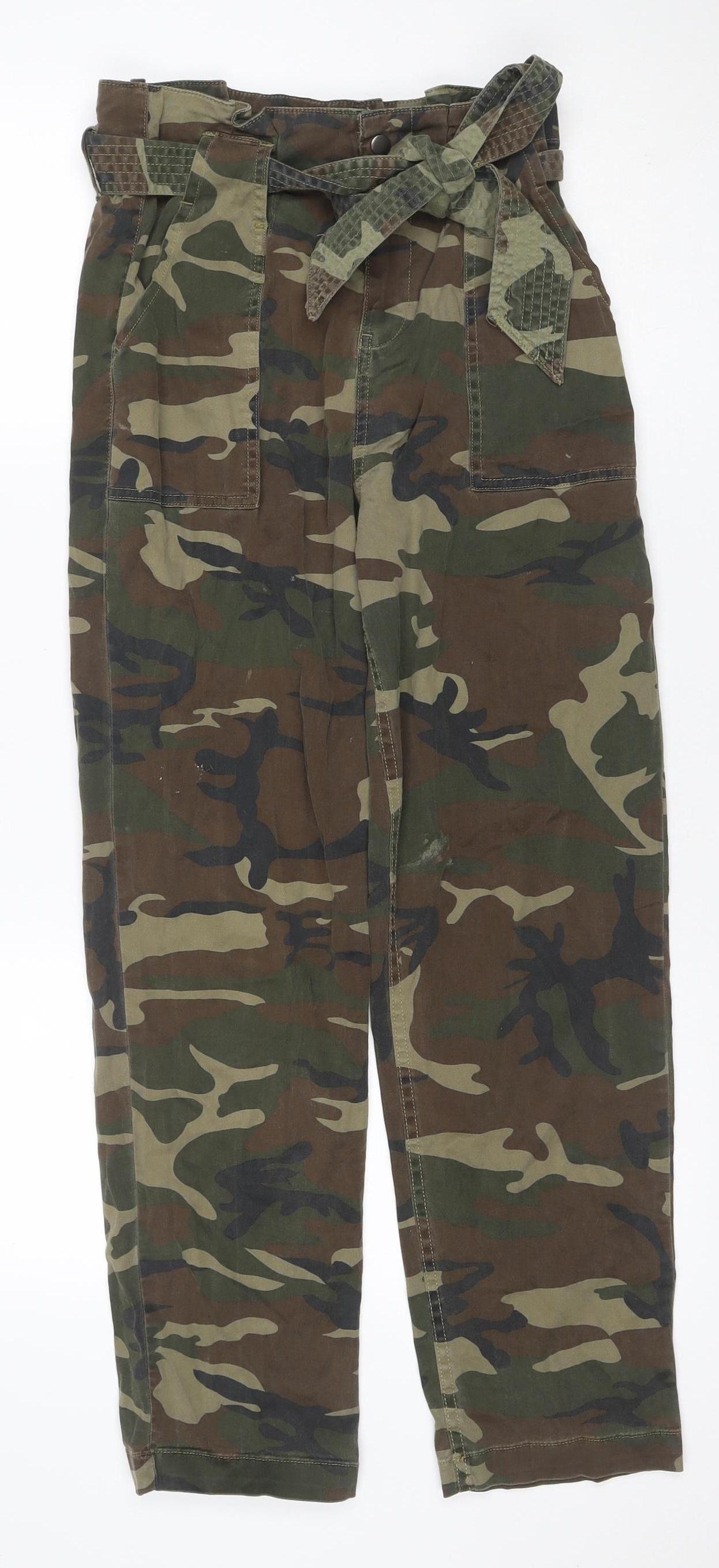 Topshop Women’s Camo Cargo Trousers UK 8 Cotton Low Rise