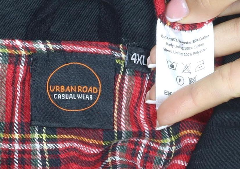 Urban Road Men Black XL Bomber Jacket Golf Embroidered Tartan Lined