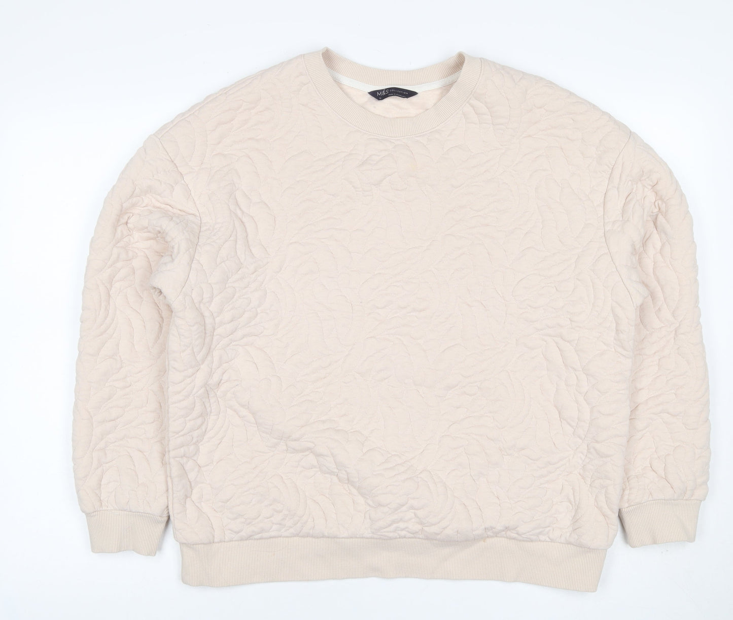 Marks and Spencer Women’s Ivory Quilted Floral Sweatshirt UK 14