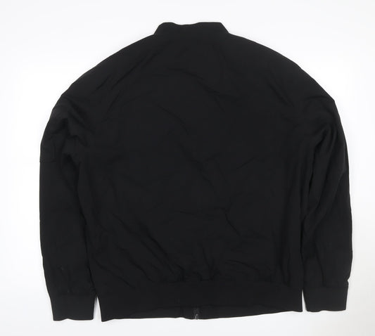 Zara Men Black XL Bomber Jacket Full Zip Lightweight Pockets