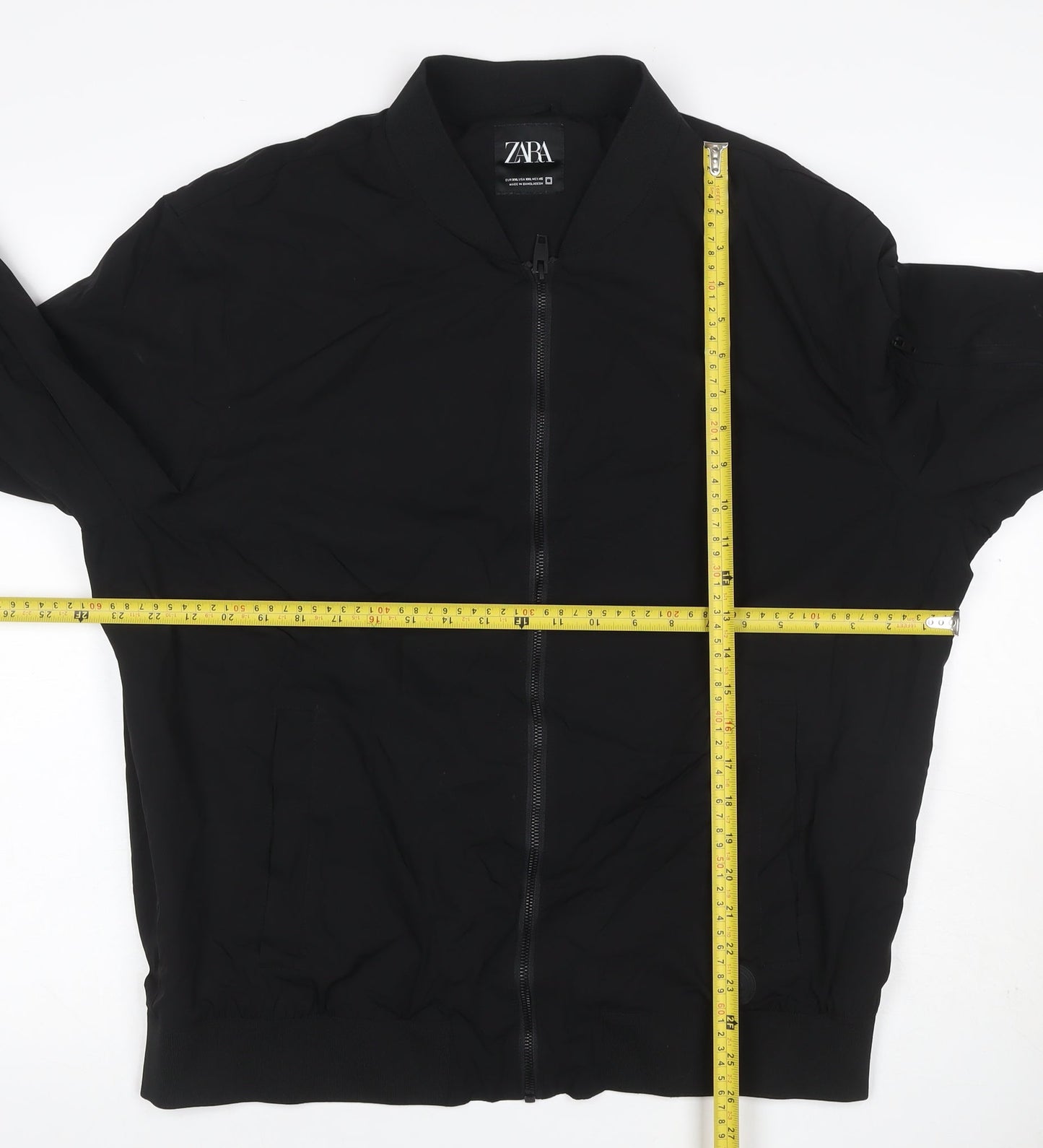 Zara Men Black XL Bomber Jacket Full Zip Lightweight Pockets