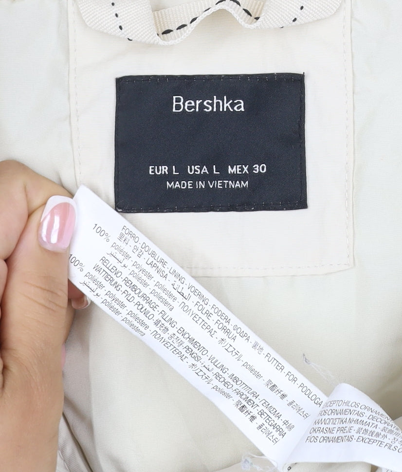 Bershka Women Ivory L Puffer Jacket Full Zip Padded