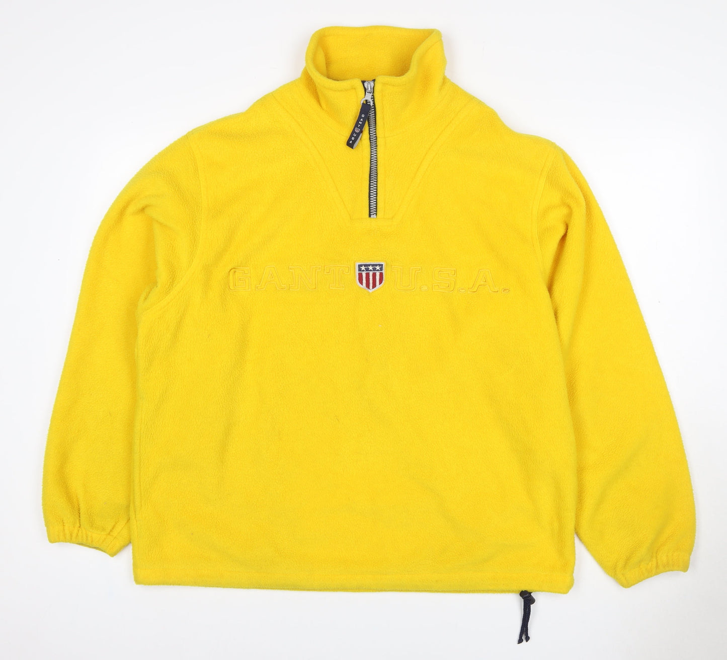 GANT Women Yellow S 1/4 Zip Fleece Pullover Sweatshirt