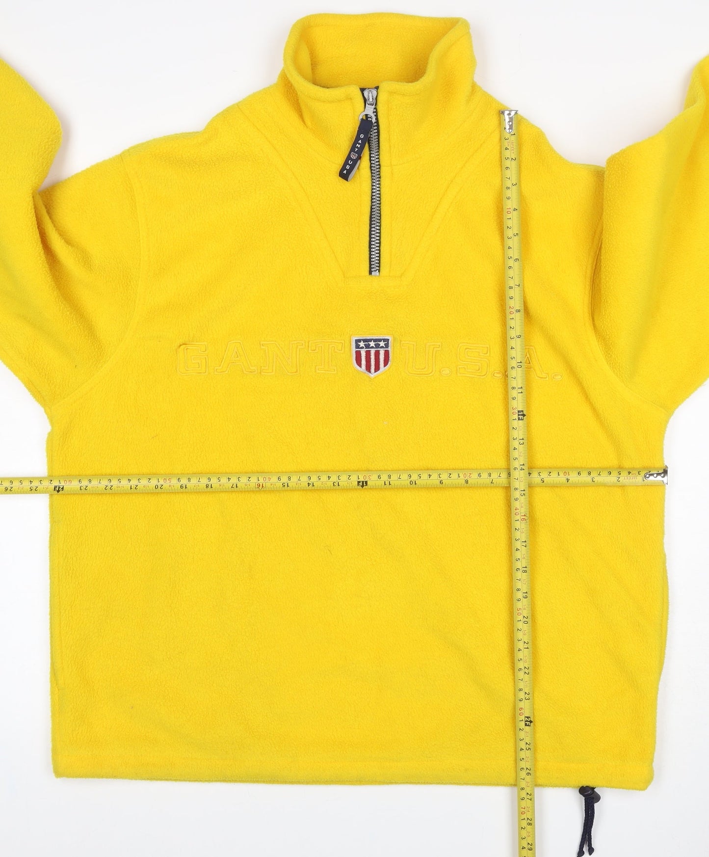 GANT Women Yellow S 1/4 Zip Fleece Pullover Sweatshirt