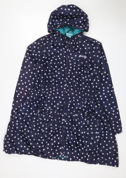 Mountain Warehouse Girls Navy Polka Dot Hooded Rain Coat Age 7