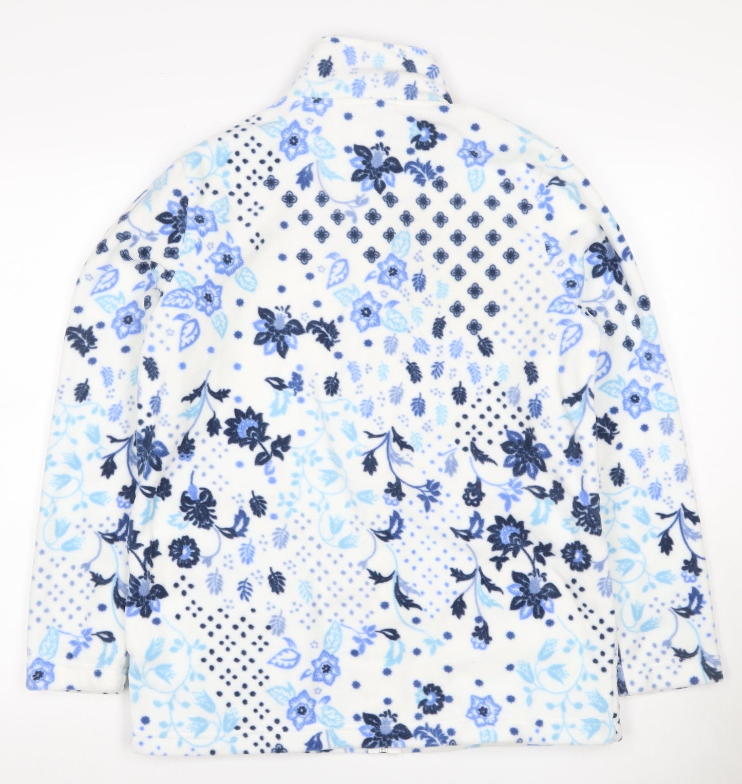 Atlas For Women Women's Blue Floral Fleece Basic Jacket UK 10 Zip