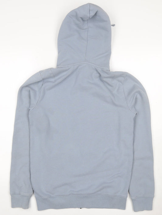 AllSaints Men’s Blue XS Full Zip Hooded Cotton Logo Hoodie