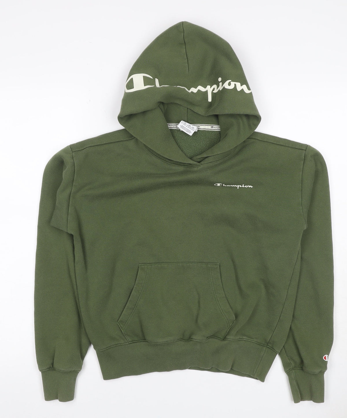 Champion Women’s Green Small Pullover Logo Hoodie Fleece Pocket