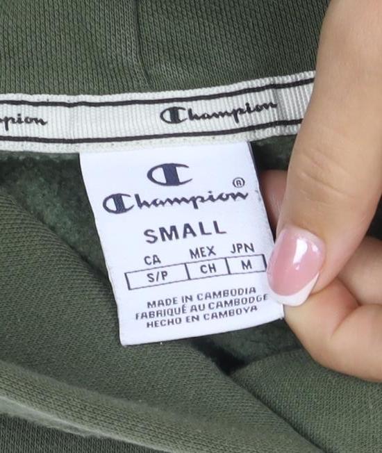 Champion Women’s Green Small Pullover Logo Hoodie Fleece Pocket