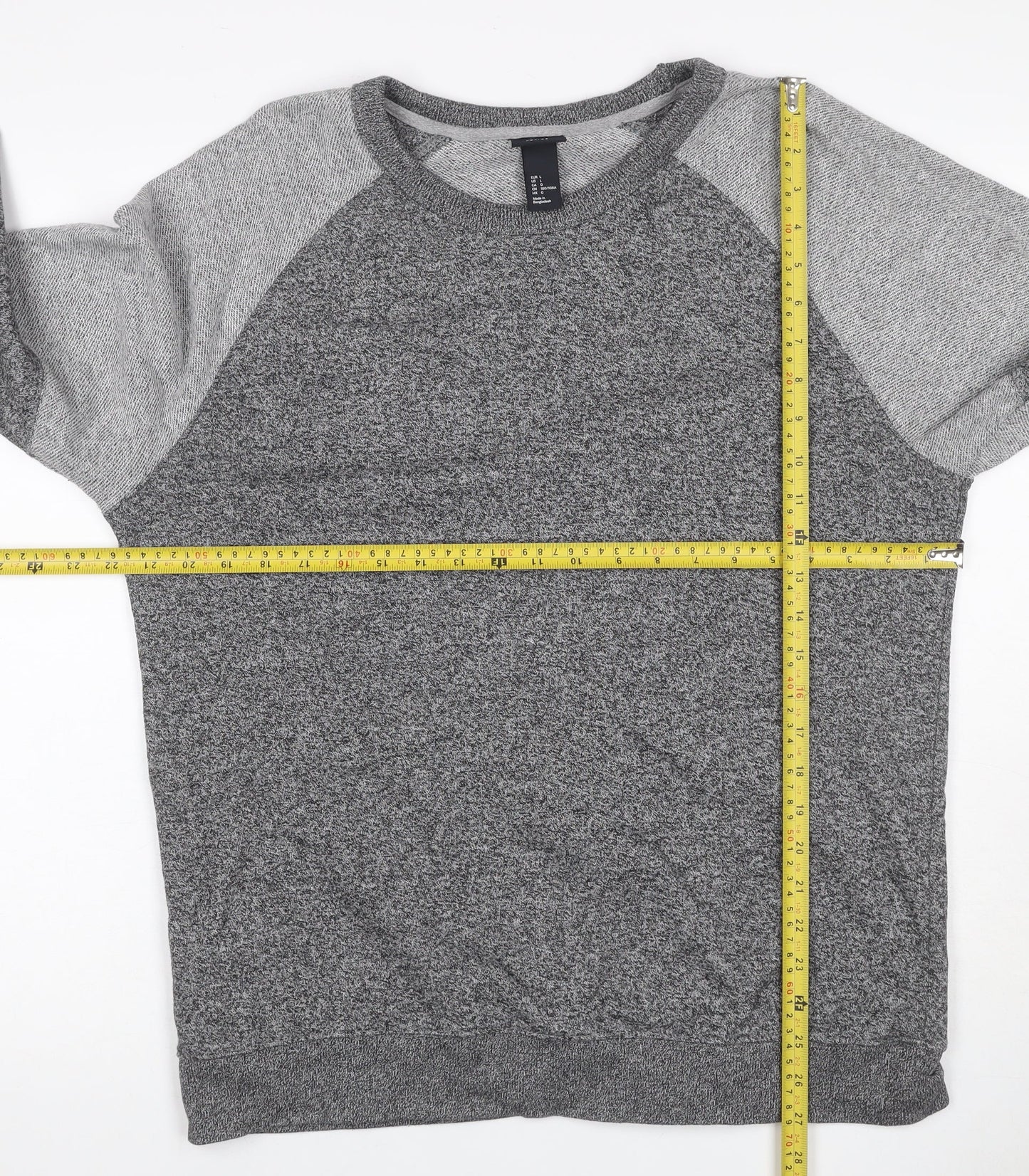 H&M Men’s Grey Marl L Pullover Crew Neck Cotton Blend Sweatshirt