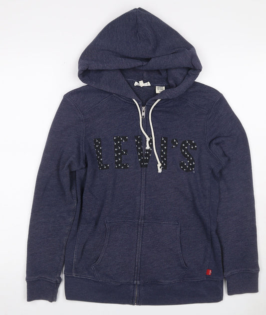 Levi's Women’s Blue Full Zip Hoodie Size S Logo Fleece