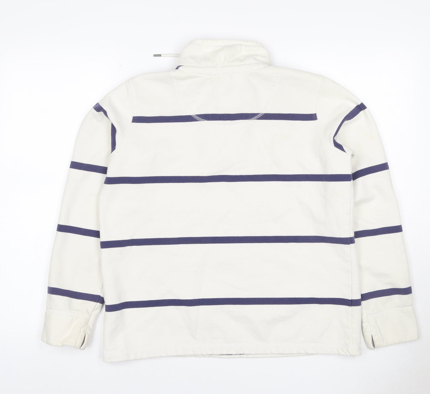 Crew Clothing Co Women Ivory Blue Stripe Size 12 1/4 Zip Henley Sweatshirt