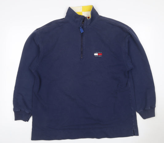 Tommy Hilfiger Men’s Navy M 1/4 Zip Logo Vintage Sweatshirt