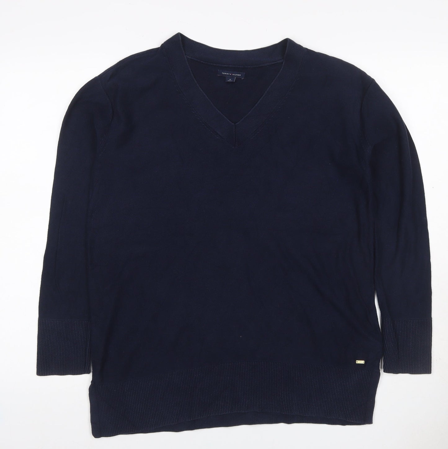 Tommy Hilfiger Men’s Blue M V-Neck Cotton Knit Pullover Jumper